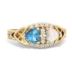 Blue Topaz Sparkling Celtic Knot 14K Yellow Gold ring R2645