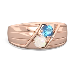 Blue Topaz Men's Streamline 14K Rose Gold ring R0460