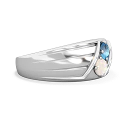 Blue Topaz Men's Streamline 14K White Gold ring R0460