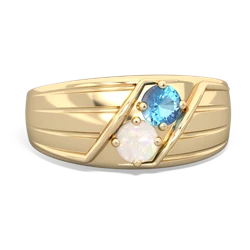 Blue Topaz Men's Streamline 14K Yellow Gold ring R0460