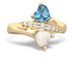 Blue Topaz Heart To Heart 14K Yellow Gold ring R2064