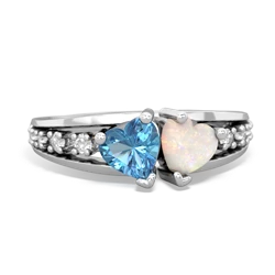 Blue Topaz Heart To Heart 14K White Gold ring R3342