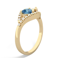 Blue Topaz Mother And Child 14K Yellow Gold ring R3010