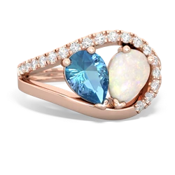 Blue Topaz Nestled Heart Keepsake 14K Rose Gold ring R5650