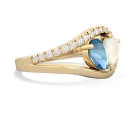 Blue Topaz Nestled Heart Keepsake 14K Yellow Gold ring R5650