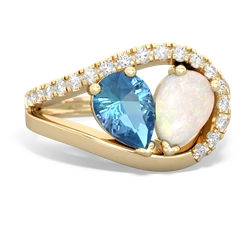 Blue Topaz Nestled Heart Keepsake 14K Yellow Gold ring R5650