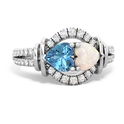 Blue Topaz Art-Deco Keepsake 14K White Gold ring R5630