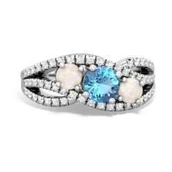 Blue Topaz Three Stone Aurora 14K White Gold ring R3080