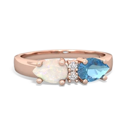 Blue Topaz Pear Bowtie 14K Rose Gold ring R0865