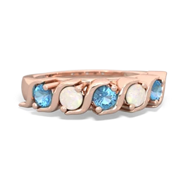 Blue Topaz Anniversary Band 14K Rose Gold ring R2089