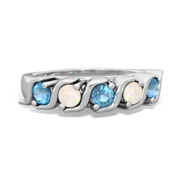 Blue Topaz Anniversary Band 14K White Gold ring R2089