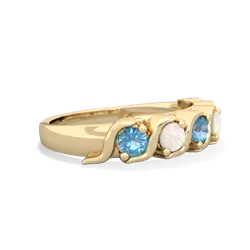 Blue Topaz Anniversary Band 14K Yellow Gold ring R2089