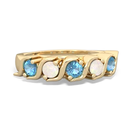 Blue Topaz Anniversary Band 14K Yellow Gold ring R2089