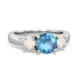 Blue Topaz Three Stone Round Trellis 14K White Gold ring R4018