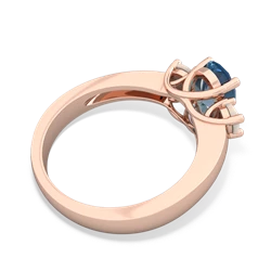 Blue Topaz Three Stone Oval Trellis 14K Rose Gold ring R4024