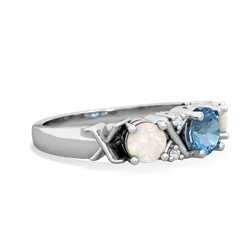 Blue Topaz Hugs And Kisses 14K White Gold ring R5016