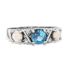 Blue Topaz Hugs And Kisses 14K White Gold ring R5016