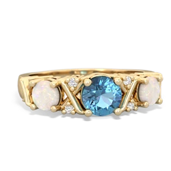 Blue Topaz Hugs And Kisses 14K Yellow Gold ring R5016