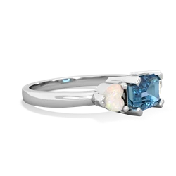 Blue Topaz Three Stone 14K White Gold ring R5235