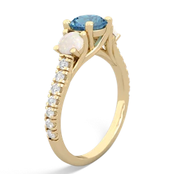 Blue Topaz Pave Trellis 14K Yellow Gold ring R5500