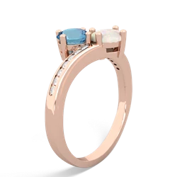 Blue Topaz Channel Set Two Stone 14K Rose Gold ring R5303