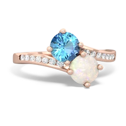 Blue Topaz Channel Set Two Stone 14K Rose Gold ring R5303