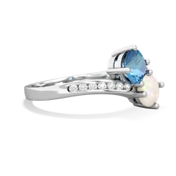 Blue Topaz Channel Set Two Stone 14K White Gold ring R5303