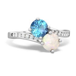 Blue Topaz Channel Set Two Stone 14K White Gold ring R5303