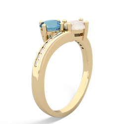 Blue Topaz Channel Set Two Stone 14K Yellow Gold ring R5303