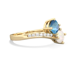 Blue Topaz Channel Set Two Stone 14K Yellow Gold ring R5303