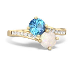 Blue Topaz Channel Set Two Stone 14K Yellow Gold ring R5303