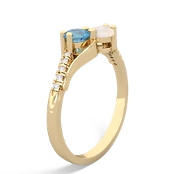 Blue Topaz Infinity Pave Two Stone 14K Yellow Gold ring R5285