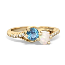 Blue Topaz Infinity Pave Two Stone 14K Yellow Gold ring R5285