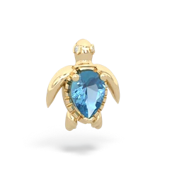 Blue Topaz Baby Sea Turtle 14K Yellow Gold pendant P5241