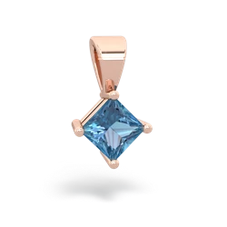 Blue Topaz 5Mm Princess Solitaire 14K Rose Gold pendant P1789