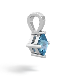 Blue Topaz 5Mm Princess Solitaire 14K White Gold pendant P1789