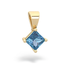 Blue Topaz 5Mm Princess Solitaire 14K Yellow Gold pendant P1789