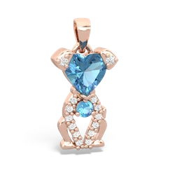 Blue Topaz Puppy Love 14K Rose Gold pendant P5800