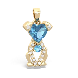 Blue Topaz Puppy Love 14K Yellow Gold pendant P5800