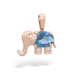 Blue Topaz Elephant 14K Rose Gold pendant P2555
