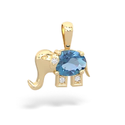 Blue Topaz Elephant 14K Yellow Gold pendant P2555