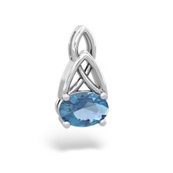 Blue Topaz Celtic Trinity Knot 14K White Gold pendant P2389