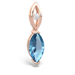 Blue Topaz Marquise Drop 14K Rose Gold pendant P5333