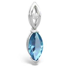 Blue Topaz Marquise Drop 14K White Gold pendant P5333