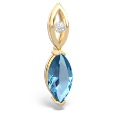 Blue Topaz Marquise Drop 14K Yellow Gold pendant P5333