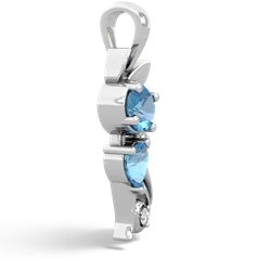 Blue Topaz Kitten 14K White Gold pendant P5780