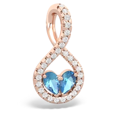 Blue Topaz Pave Twist 'One Heart' 14K Rose Gold pendant P5360