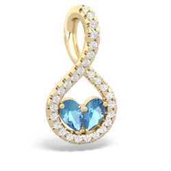 Blue Topaz Pave Twist 'One Heart' 14K Yellow Gold pendant P5360