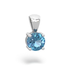 Blue Topaz 6Mm Round Solitaire 14K White Gold pendant P1786