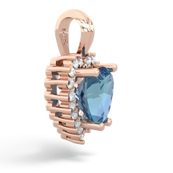 Blue Topaz Sparkling Halo Heart 14K Rose Gold pendant P0391